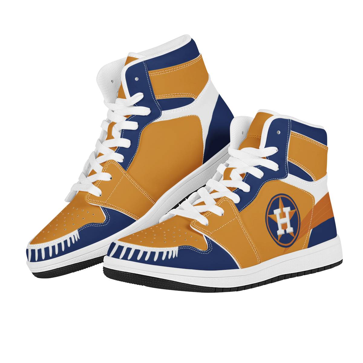 Men's Houston Astros High Top Leather AJ1 Sneakers 001